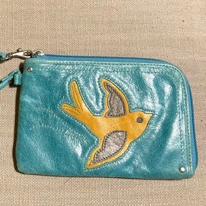 Vintage Leather Fossil Bird Wristlet - Wallet
